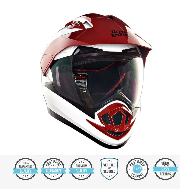 ROYAL ENFIELD ESCAPADE HELMET WITH CLEAR VISOR WHITE RED – Moto