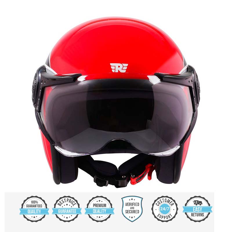 royal enfield helmet with goggles ROYAL ENFIELD JET OPEN FACE SONIC HELMET RED – Moto Marvels