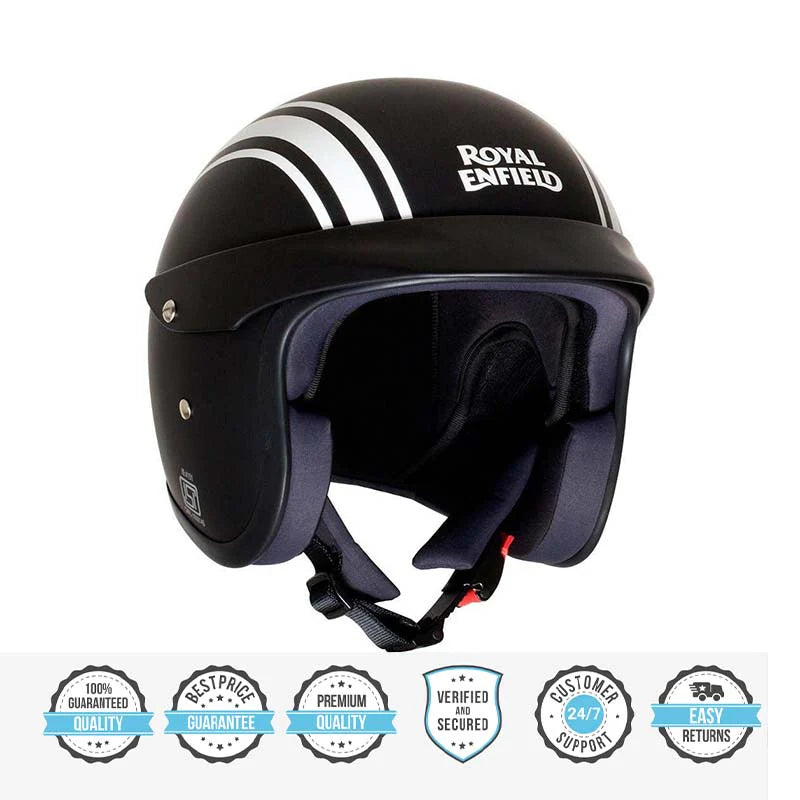 ROYAL ENFIELD SUN PEAK OPEN FACE LIGHTWEIGHT HELMET GLOSS BLACK – Moto Marvels