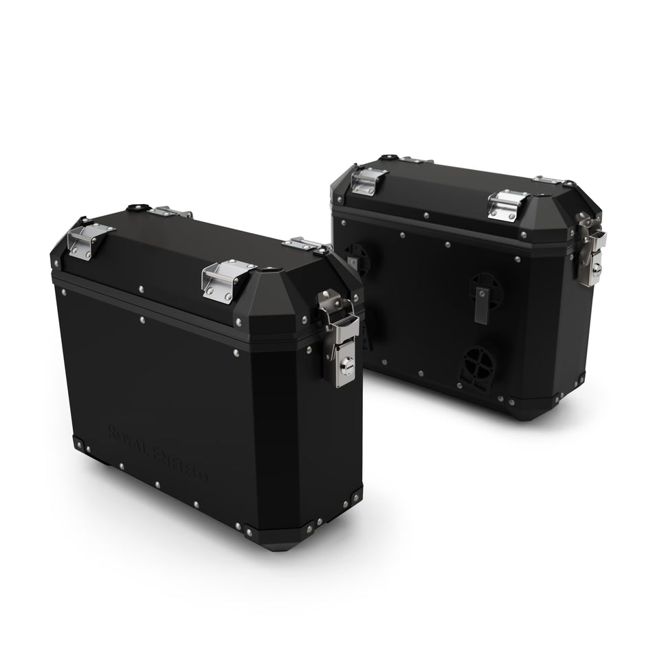 Black Adventure Panniers For Royal Enfield Scram 411