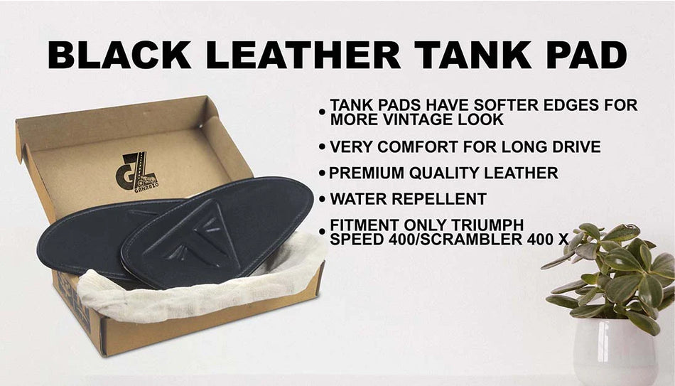 BLACK TANK PADS GENUINE LEATHER FOR TRIUMPH SPEED & SCRAMBLER 400