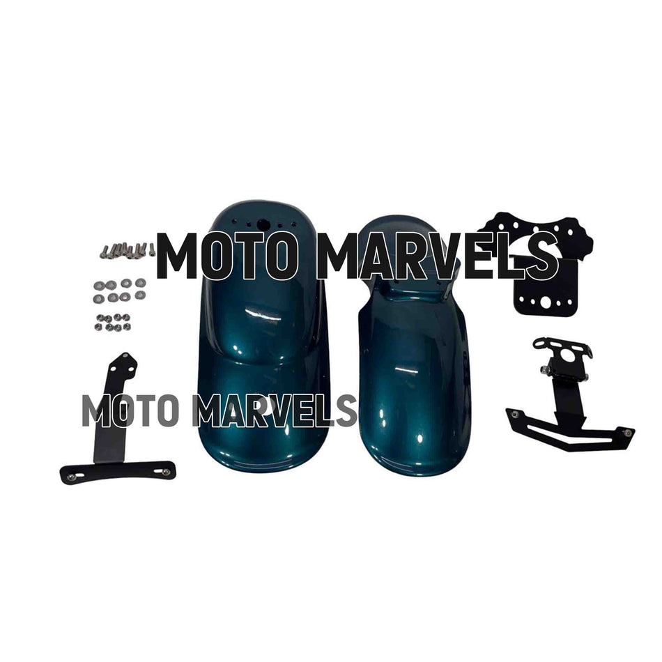 SCRAMBLER FENDERS FRONT & REAR PETROL GREEN FOR ROYAL ENFIELD BEAR 650