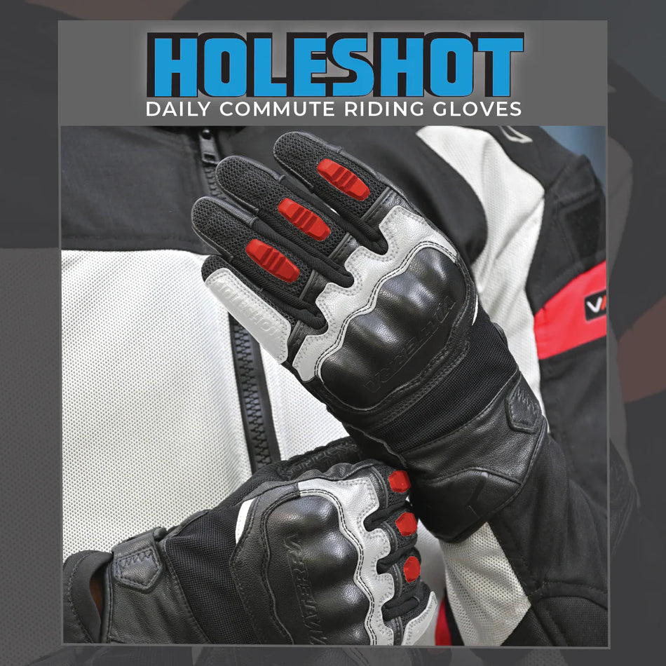 VIATERRA HOLESHOT – SHORT MOTORCYCLE RIDING GLOVES FOR MEN ( LAVA RED )