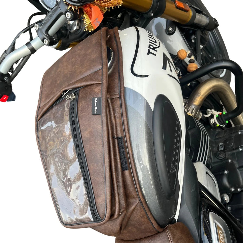Tank Cover ( Dual tone brown) With Mobile Pouch  For Triumph Speed 400/T4/ MY25