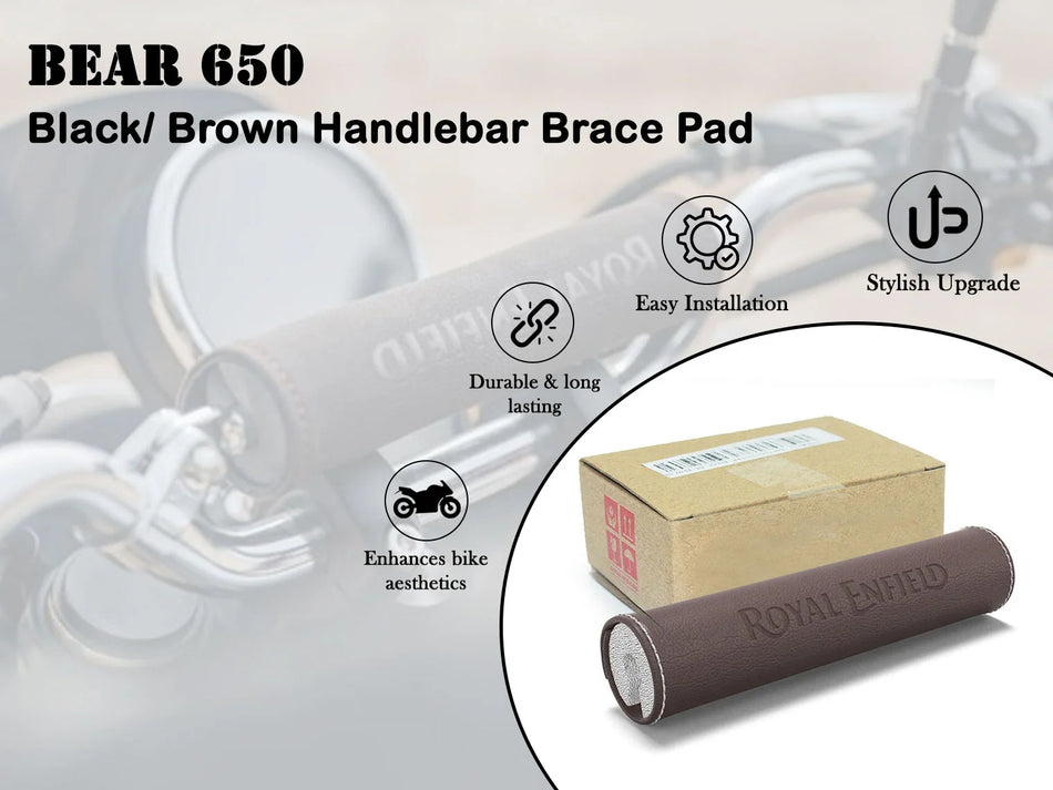 Black/Brown Handlebar Brace Pad For Royal Enfield Bear 650