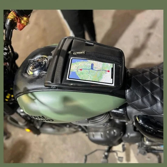 Half Pocket Tank Cover with Mobile Holder For R.E Meteor 350 Fireball/Stellar/Supernova