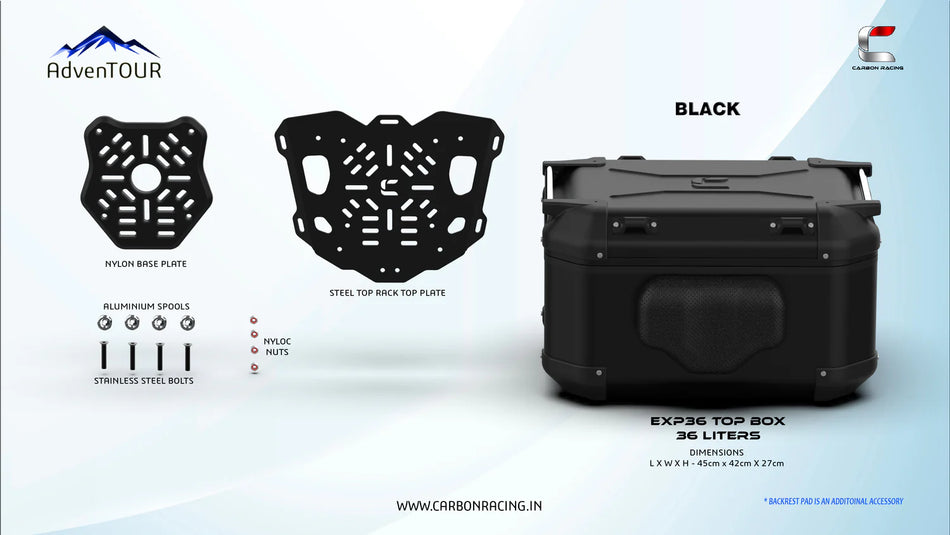 AdvenTOUR EXPLORER Top Box - 36 Liters (EXP36) + With Universal Mounting Kit (UTRK01)