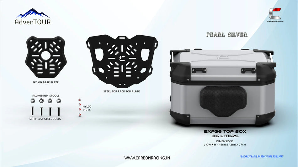 AdvenTOUR EXPLORER Top Box - 36 Liters (EXP36) + With Universal Mounting Kit (UTRK01)