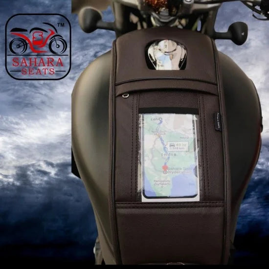 Single Zip Mobile Tank Cover (Brown) For Honda Highness CB 350/ CB 350 RS