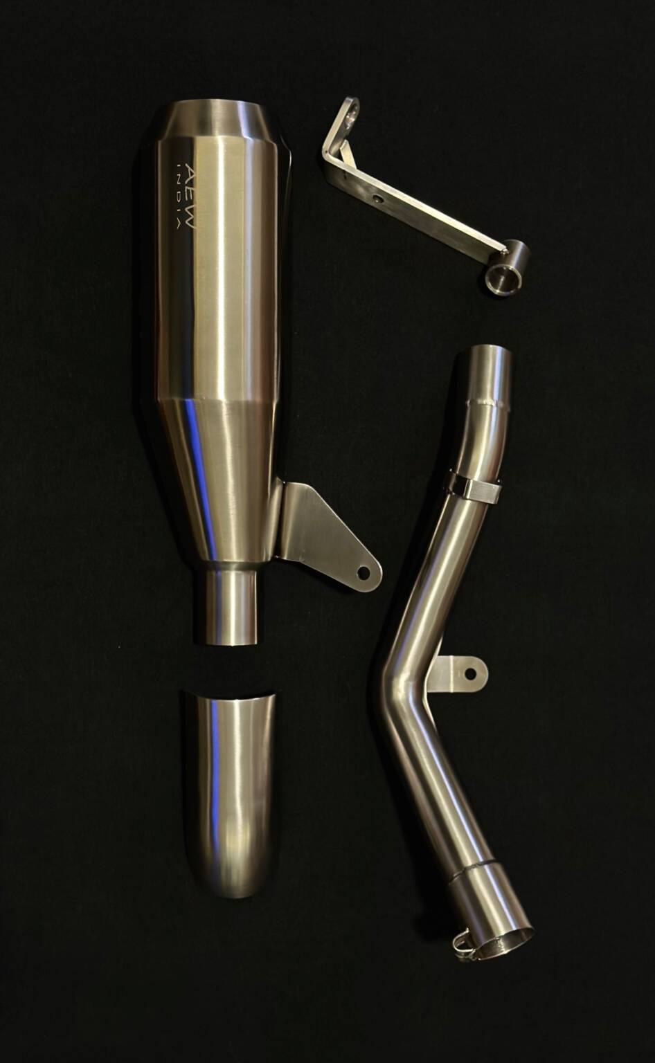 AEW EDGE FREE FLOW EXHAUST WITH MID PIPE & CENTRE STAND BRACKET FOR GUERRILLA 450