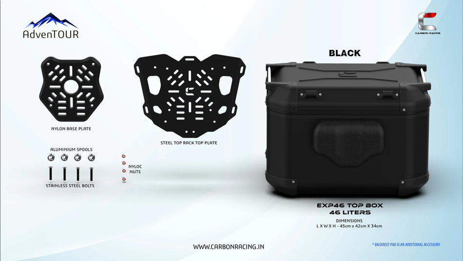 AdvenTOUR EXPLORER Top Box - 46 Liters (EXP46) + With Universal Mounting Kit (UTRK01)
