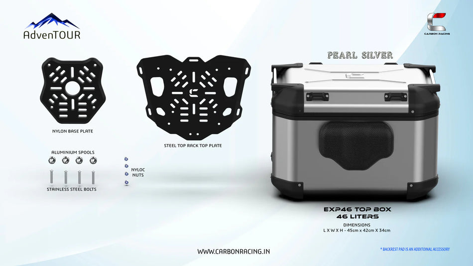 AdvenTOUR EXPLORER Top Box - 46 Liters (EXP46) + With Universal Mounting Kit (UTRK01)