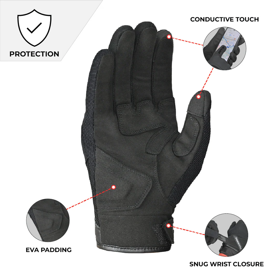 FENDER – DAILY USE MOTORCYCLE GLOVES FOR MEN Black