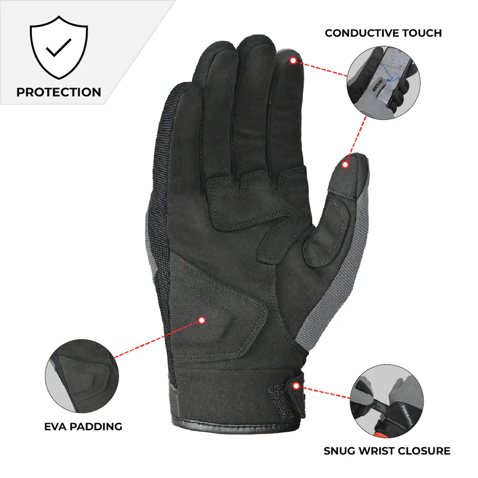 FENDER – DAILY USE MOTORCYCLE GLOVES FOR MEN GREY