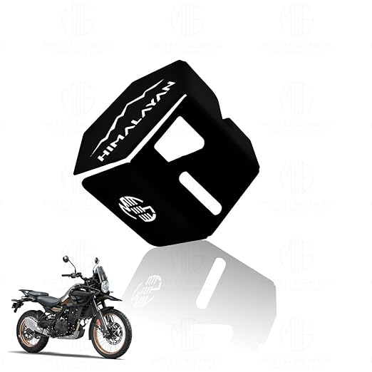 MOTO GENIUS Stainless Steel Rear Brake Oil Reservoir Guard for RE Himalayan 450 (Black)