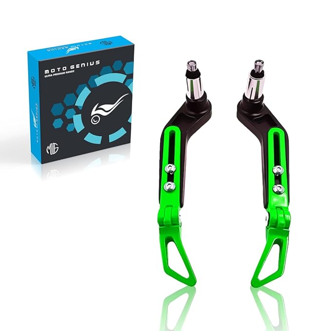 MOTO GENIUS Premium Adjustable CNC Brake Clutch Lever Protector Guard for Motorcycles & Bikes – Universal Fit (Green)