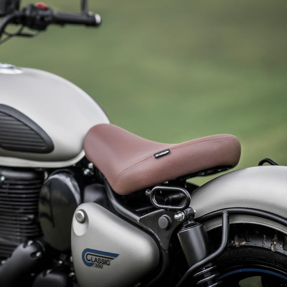 Brown Low Ride Rider Seat For Royal Enfield Classic 350