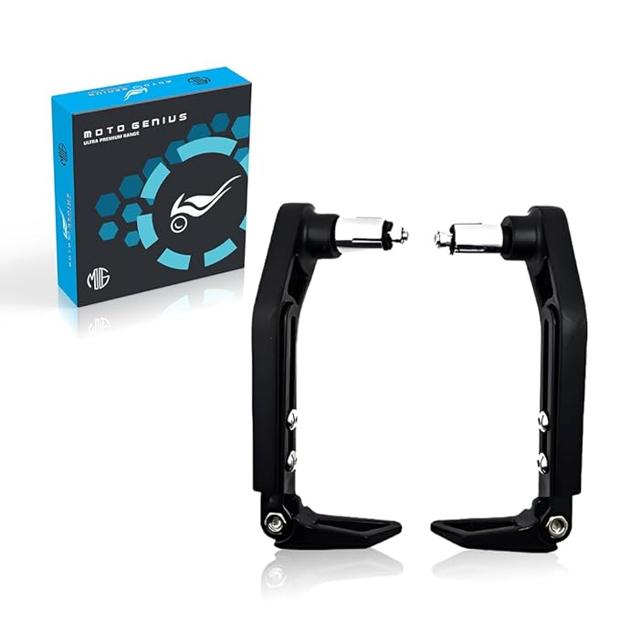 MOTO GENIUS Premium Adjustable CNC Brake Clutch Lever Protector Guard for Motorcycles & Bikes – Universal Fit (Black)