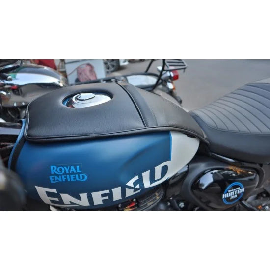 Single Zip Plain Tank Cover (Black) For R.E Hunter 350