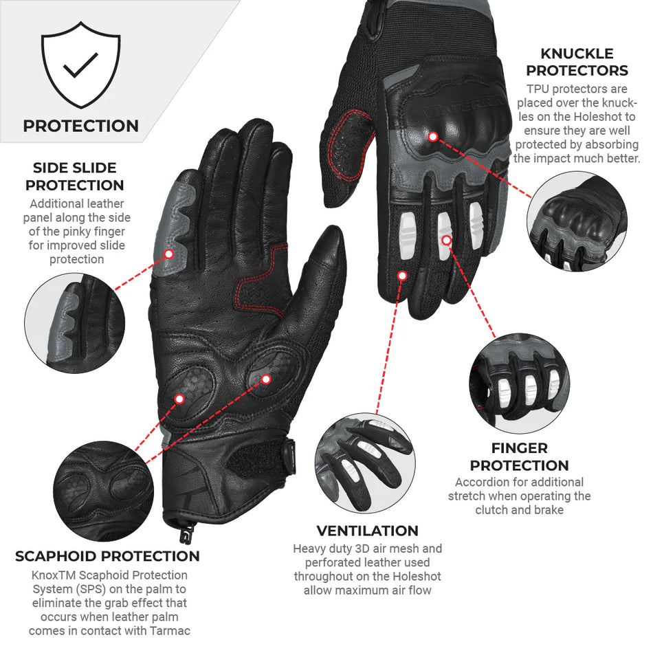 VIATERRA HOLESHOT – SHORT MOTORCYCLE RIDING GLOVES FOR MEN  (GUNMETAL )