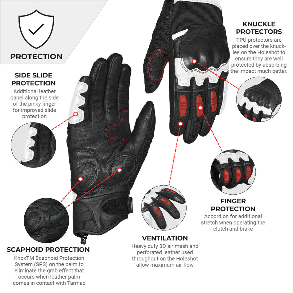 VIATERRA HOLESHOT – SHORT MOTORCYCLE RIDING GLOVES FOR MEN ( LAVA RED )