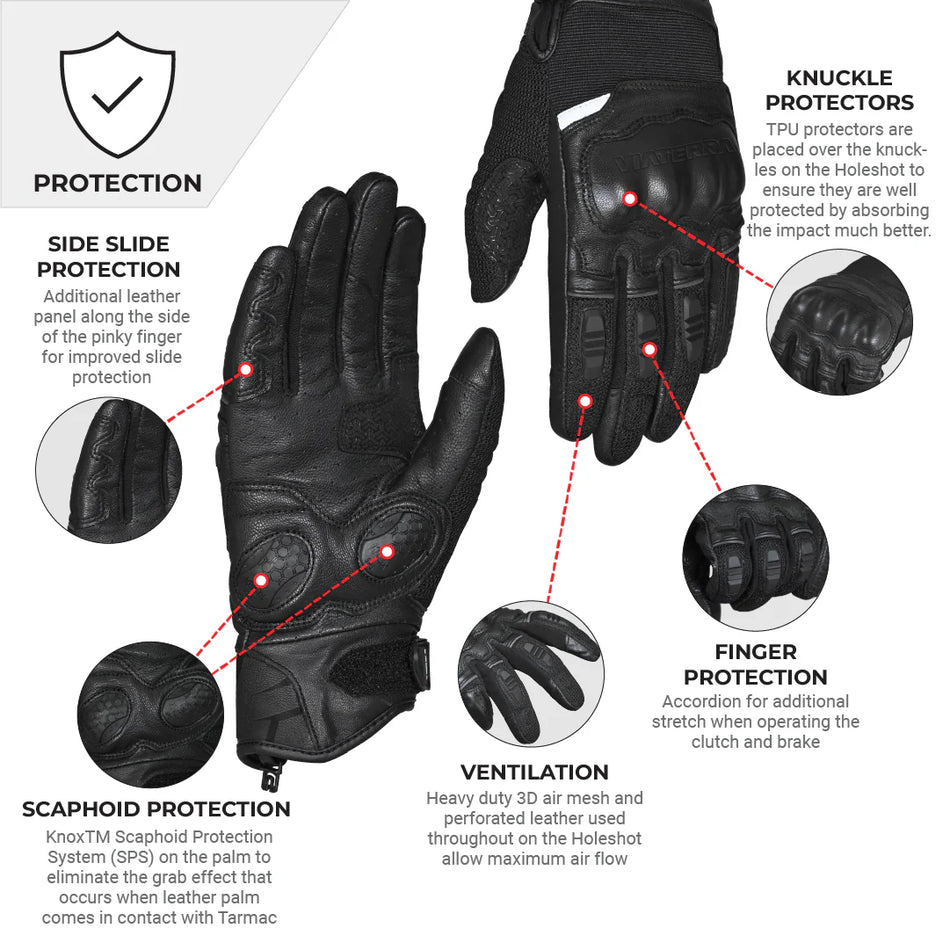 VIATERRA HOLESHOT – SHORT MOTORCYCLE RIDING GLOVES FOR MEN BLACK