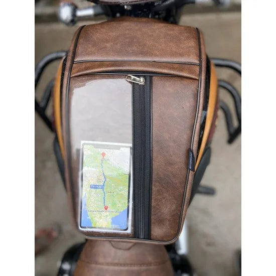 Mobile Pocket Tank Bag (Dual Tone Brown) For R.E Bullet/Electra/Standard/Classic 350/500