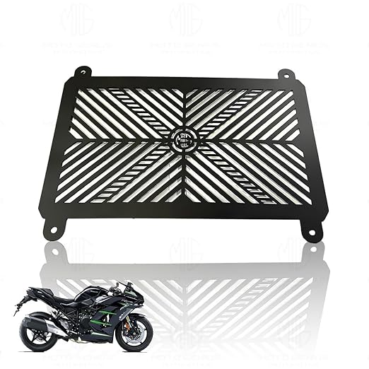MOTO GENIUS Stainless Steel Radiator Grill Cover Guard Protector for Ninja 400 (Black)