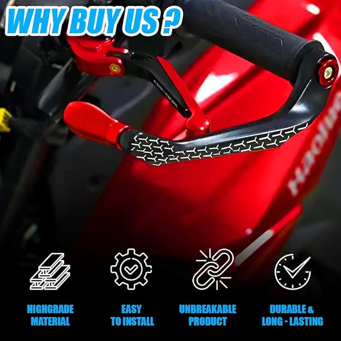 MOTO GENIUS 3D Design Universal CNC Handlebar Brake Clutch Lever Protector Guard for Motorcycles & Bikes  (Red)