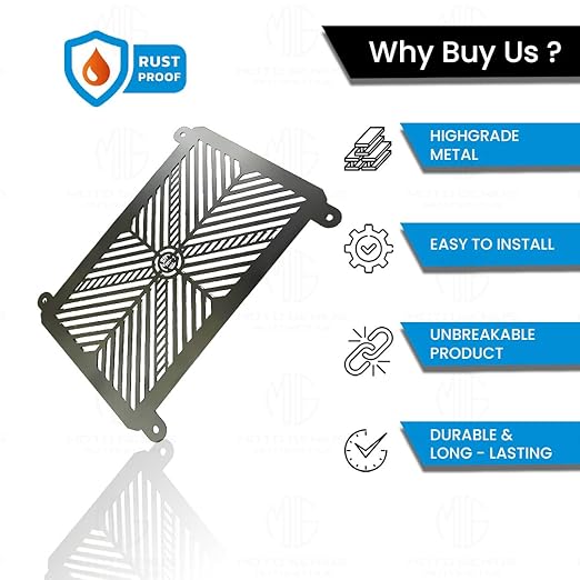 MOTO GENIUS Stainless Steel Radiator Grill Cover Guard Protector for Ninja 400 (Silver)