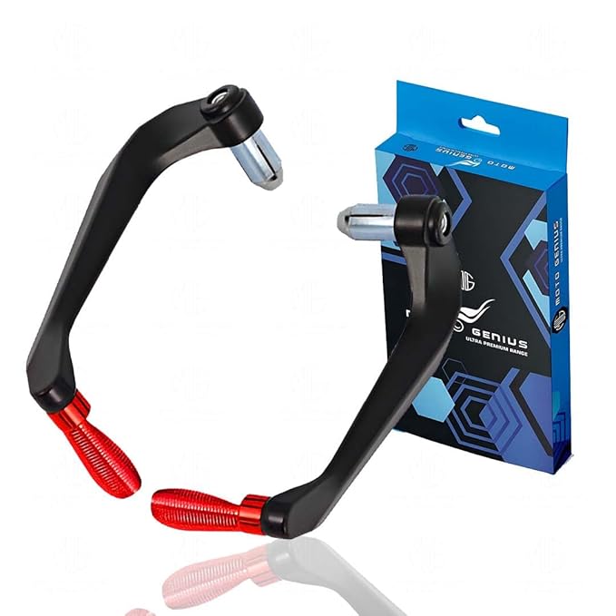 MOTO GENIUS Adjustable CNC Brake Clutch Lever Protector Guard for Motorcycles & Bikes   (Red)