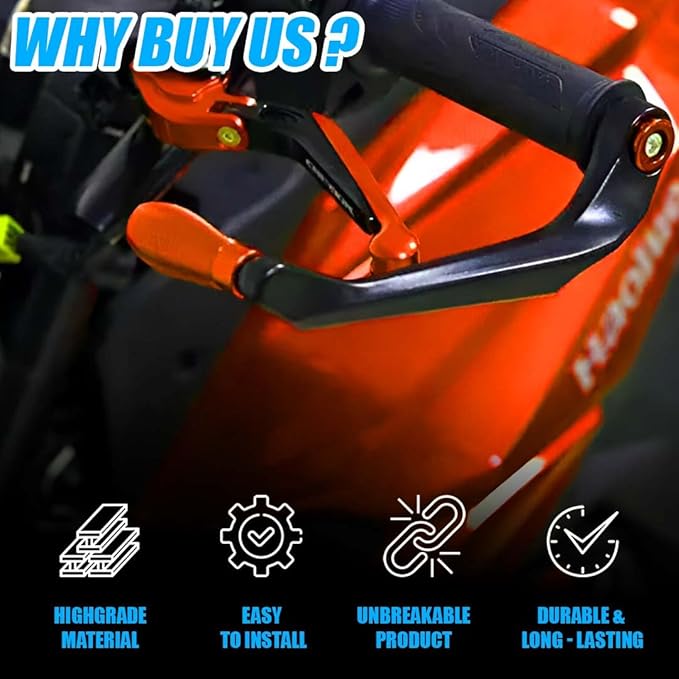 MOTO GENIUS Adjustable CNC Brake Clutch Lever Protector Guard for Motorcycles & Bikes  (Orange)