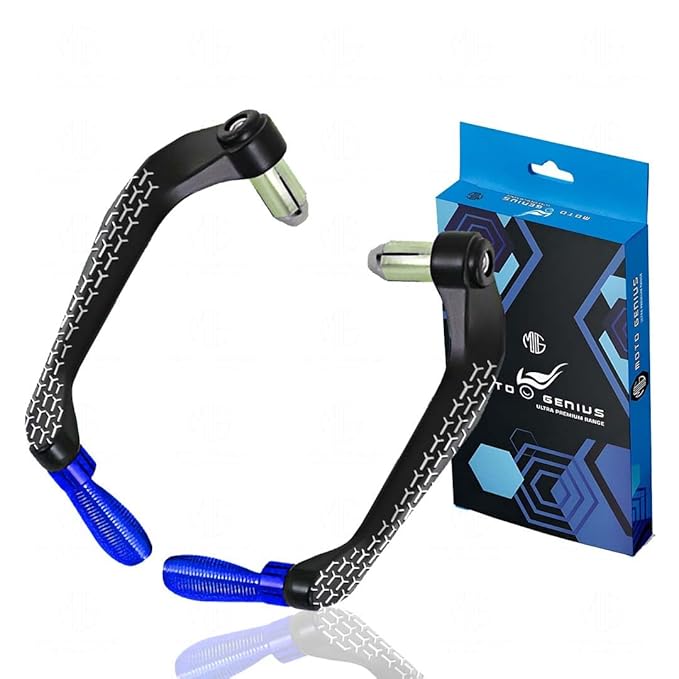 MOTO GENIUS 3D Design Universal CNC Handlebar Brake Clutch Lever Protector Guard for Motorcycles & Bikes (Blue)