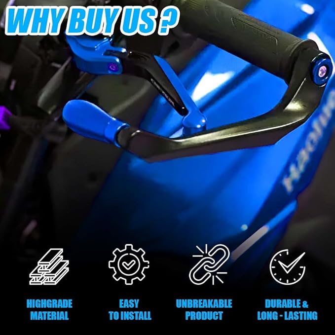 MOTO GENIUS Adjustable CNC Brake Clutch Lever Protector Guard for Motorcycles & Bikes (Blue)