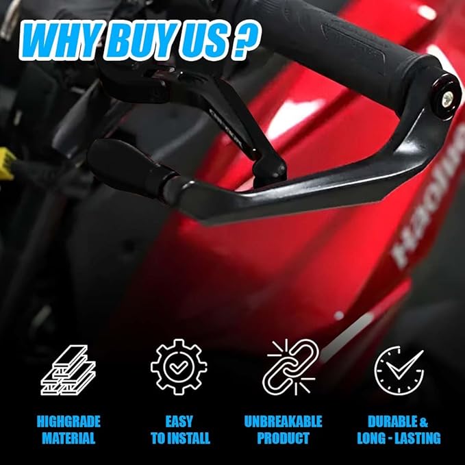 MOTO GENIUS Adjustable CNC Brake Clutch Lever Protector Guard for Motorcycles & Bikes Black