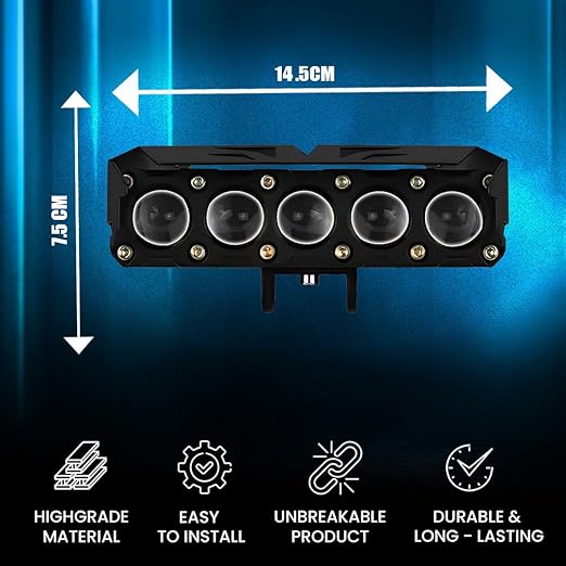 MOTO GENIUS Super Bright 5 LED Fog Light  Universal Fit for Motorcycle & Car