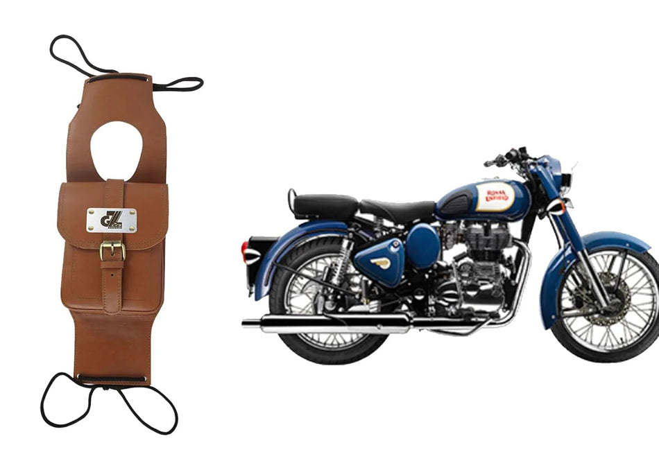 Leather Tank Strap Bag (Brown) for Royal Enfield Old Classic & Bullet 350 / 500