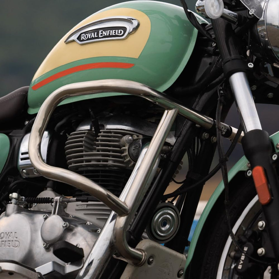 Silver Airfly Evo Engine Guard For Royal Enfield New Bullet 350