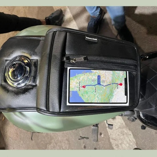 Half Pocket Tank Cover with Mobile Holder For R.E Meteor 350 Fireball/Stellar/Supernova