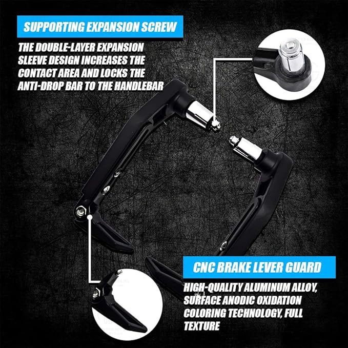 MOTO GENIUS Premium Adjustable CNC Brake Clutch Lever Protector Guard for Motorcycles & Bikes – Universal Fit (Black)