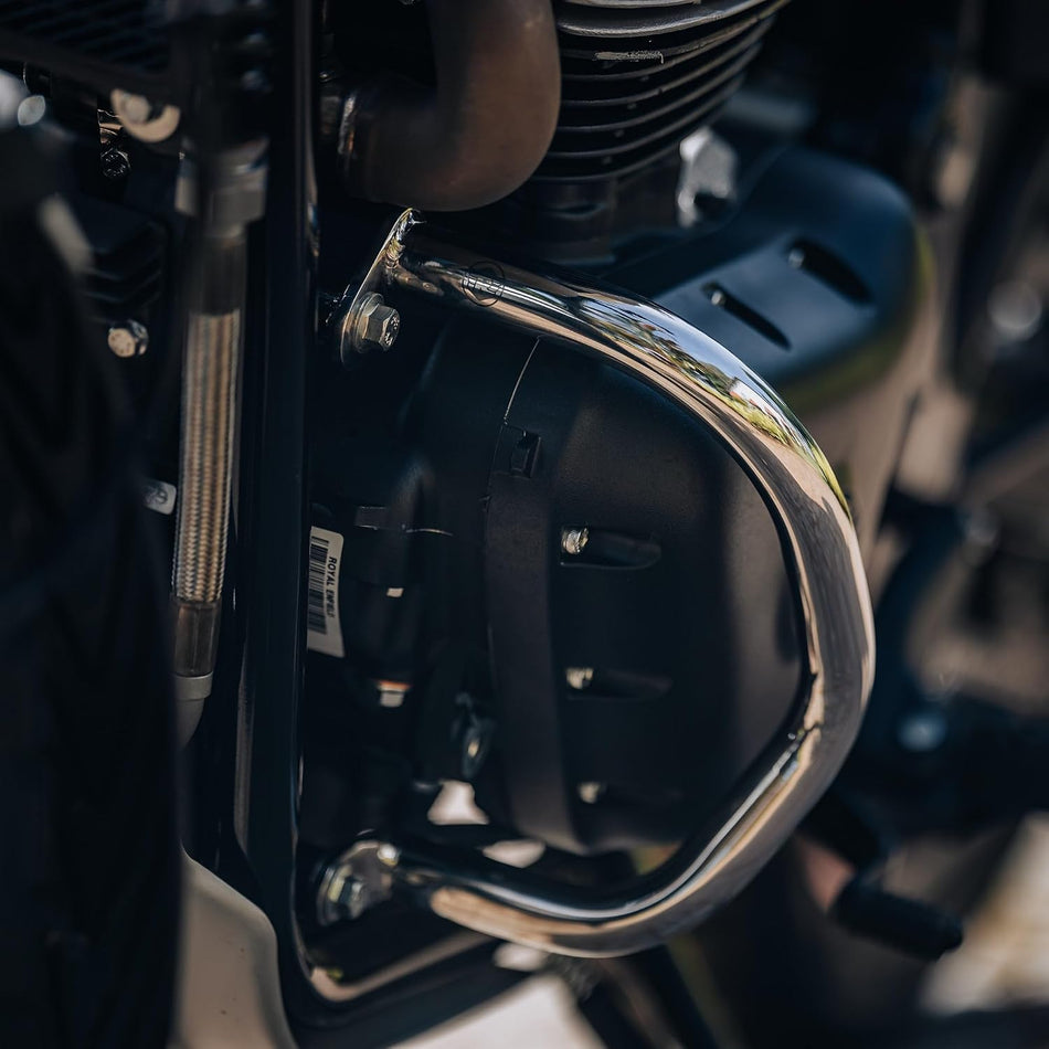 Silver Compact Engine Guards For Royal Enfield Bear 650