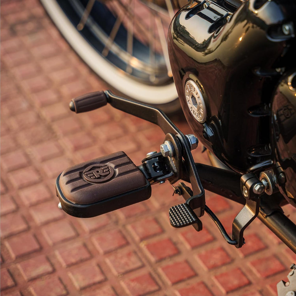 Brown And Black Deluxe Footpegs For Royal Enfield New Bullet 350