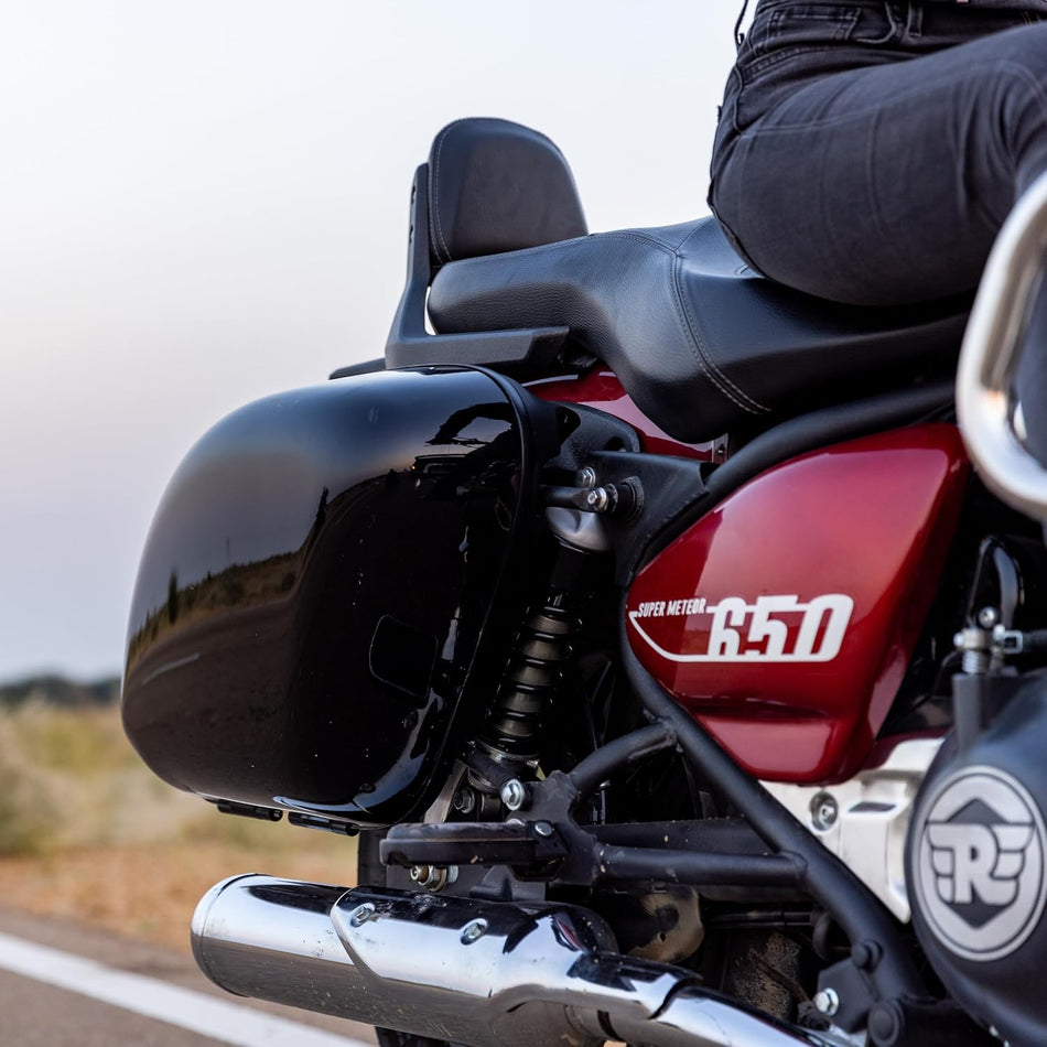 Black Long Haul Pannier Rails For Royal Enfield Super Meteor 650