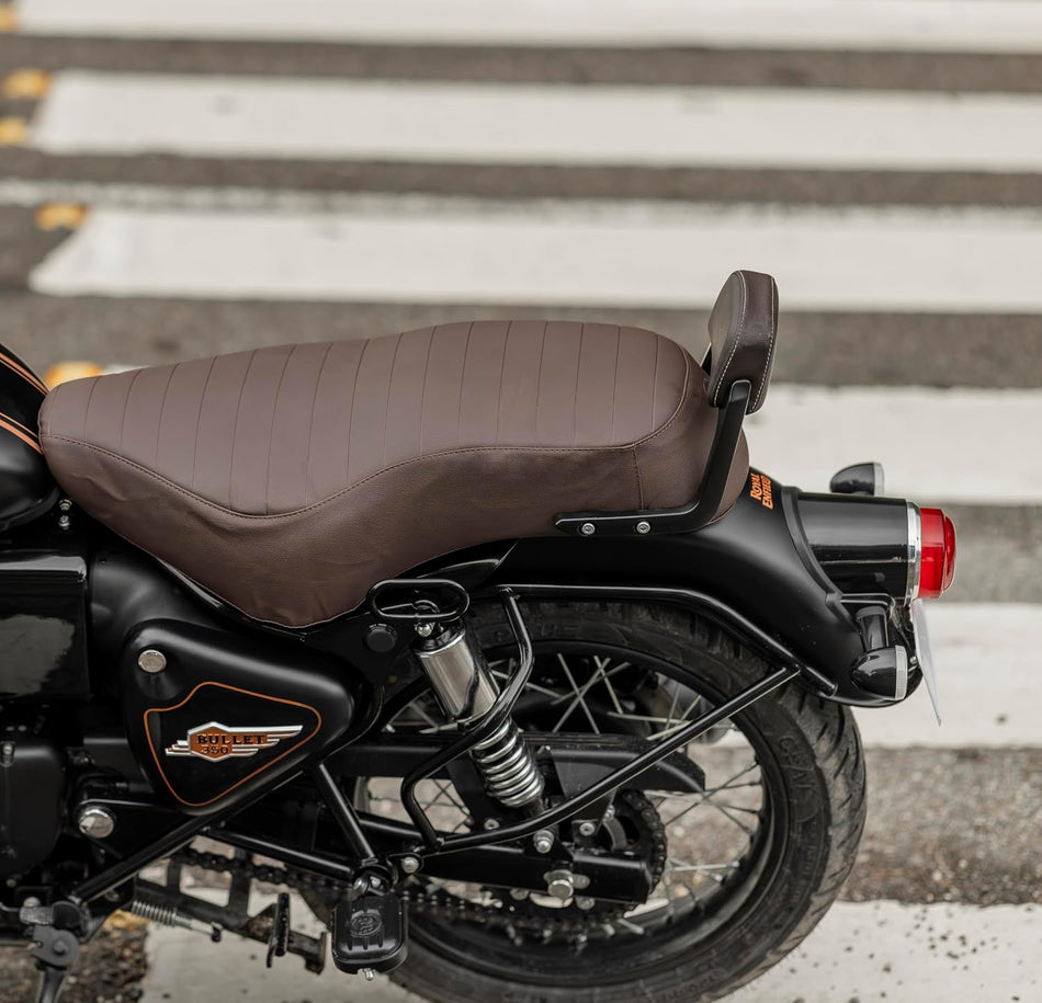 Brown Pleated Seat Covers For Royal Enfield New Bullet 350