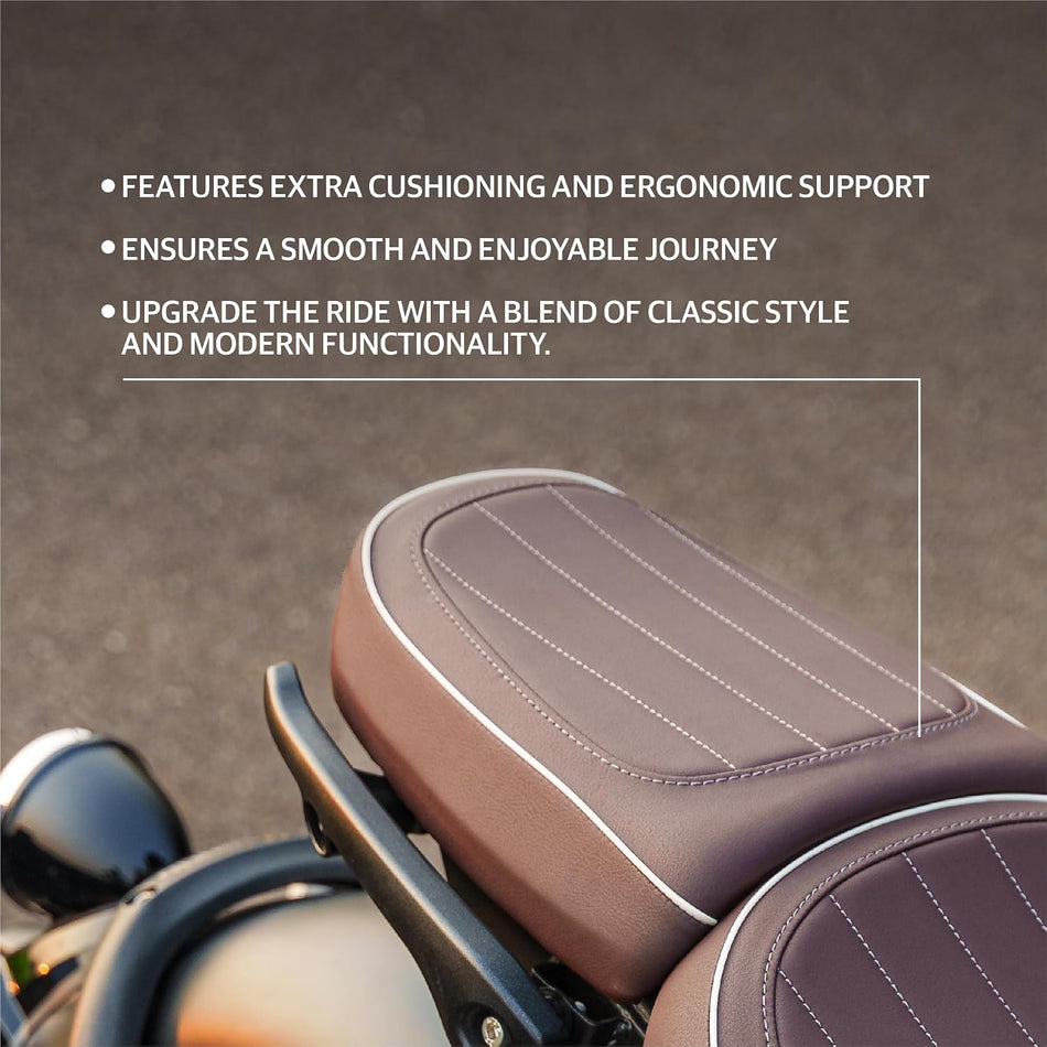 Brown Custom Passenger Seat For Royal Enfield Goan Classic 350