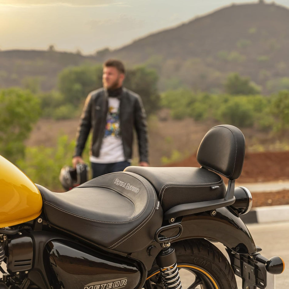 Black Touring Rider Seat For Royal Enfield Meteor 350