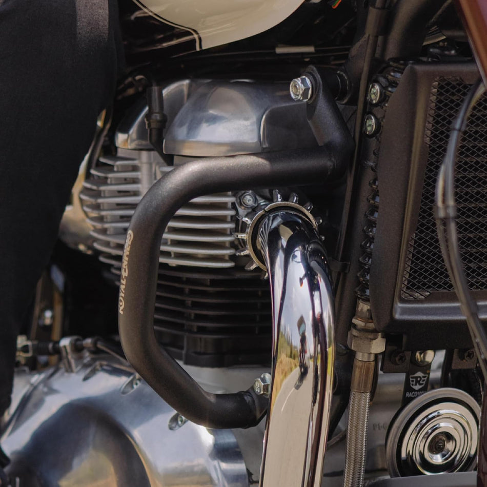 Black Compact Engine Guards For Royal Enfield Shotgun 650