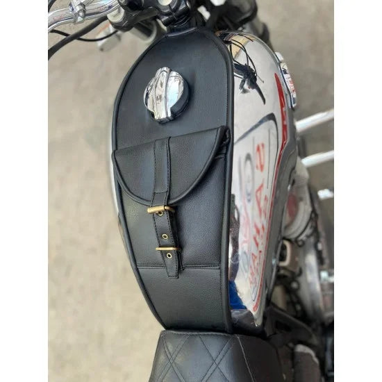 Leather Finish Tank Cover  (Black) For R.E Interceptor 650/Continental GT 650