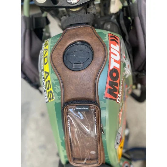 Vegan Leather Tank Panel Bag With Mobile Pouch For R.E  Himalayan