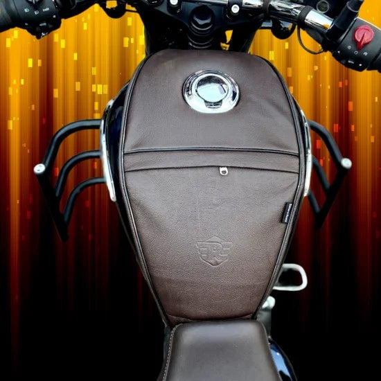 Single Zip Tank Cover (Brown) For R.E Meteor 350 Fireball/Stellar/Supernova